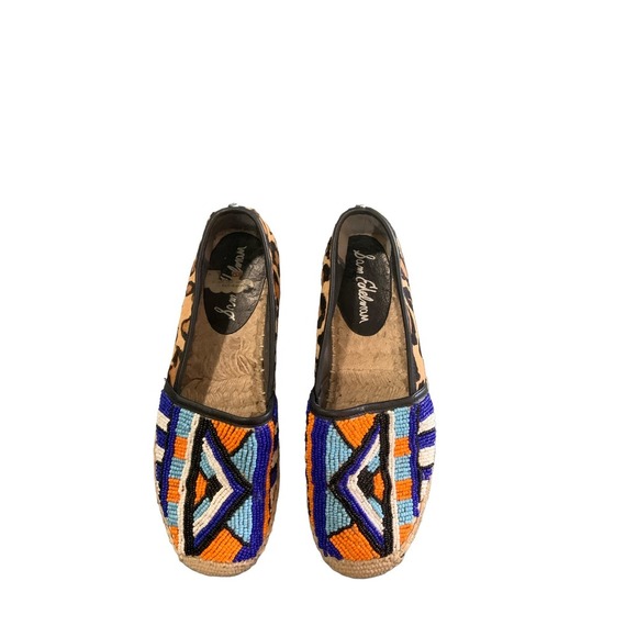 Sam Edelman Multicolor Rainbow Beaded Slip On Espardrille Lida Size 7.5M - Picture 1 of 4